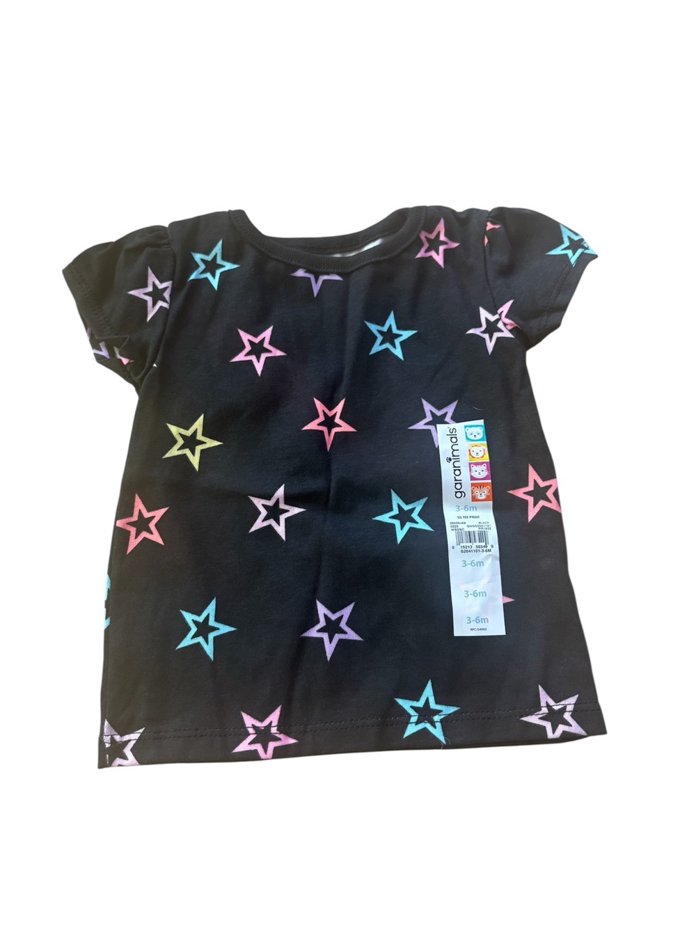 Garanimals 3 6M short sleeve printed tee stars fluorescent basic staple girl